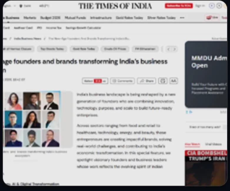 The Times of India: “The new-age founders and brands transforming India’s business ecosystem”